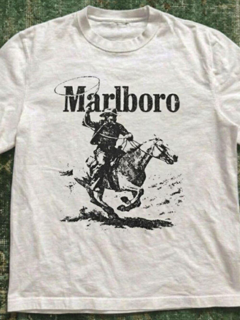 White Marlboro Cowboy Graphic T-shirt